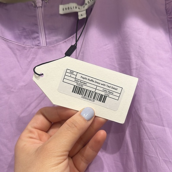 FRENCH CONNECTION RUFFLE DRESS LILAC NWT LARGE - Picture 5 of 7